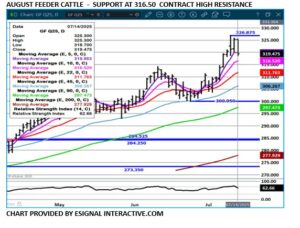Aug Feeder Cattle chart by eSignal Interactive